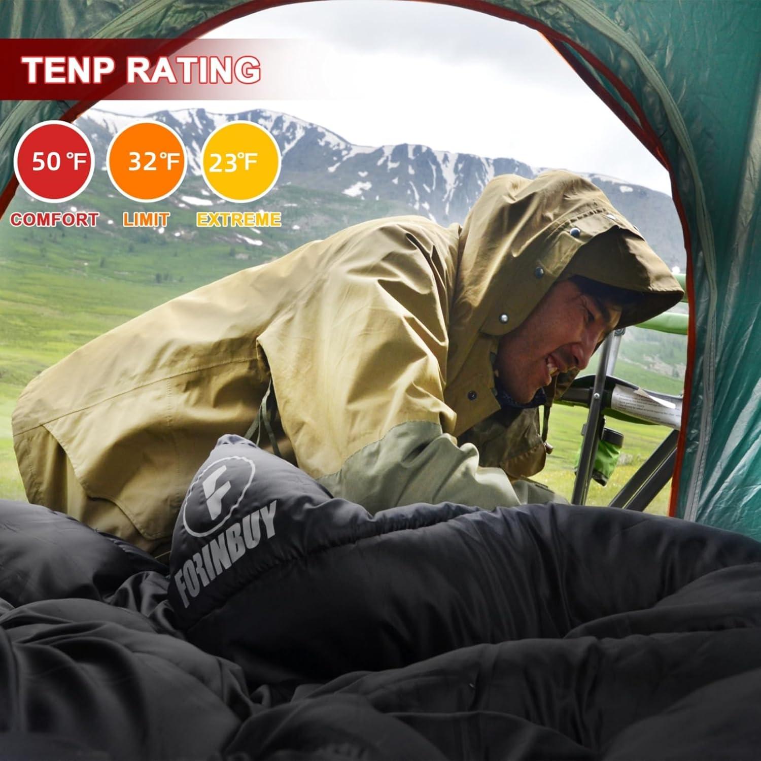 Saco de dormir doble Forinbuy 0°C Queen XXL impermeable