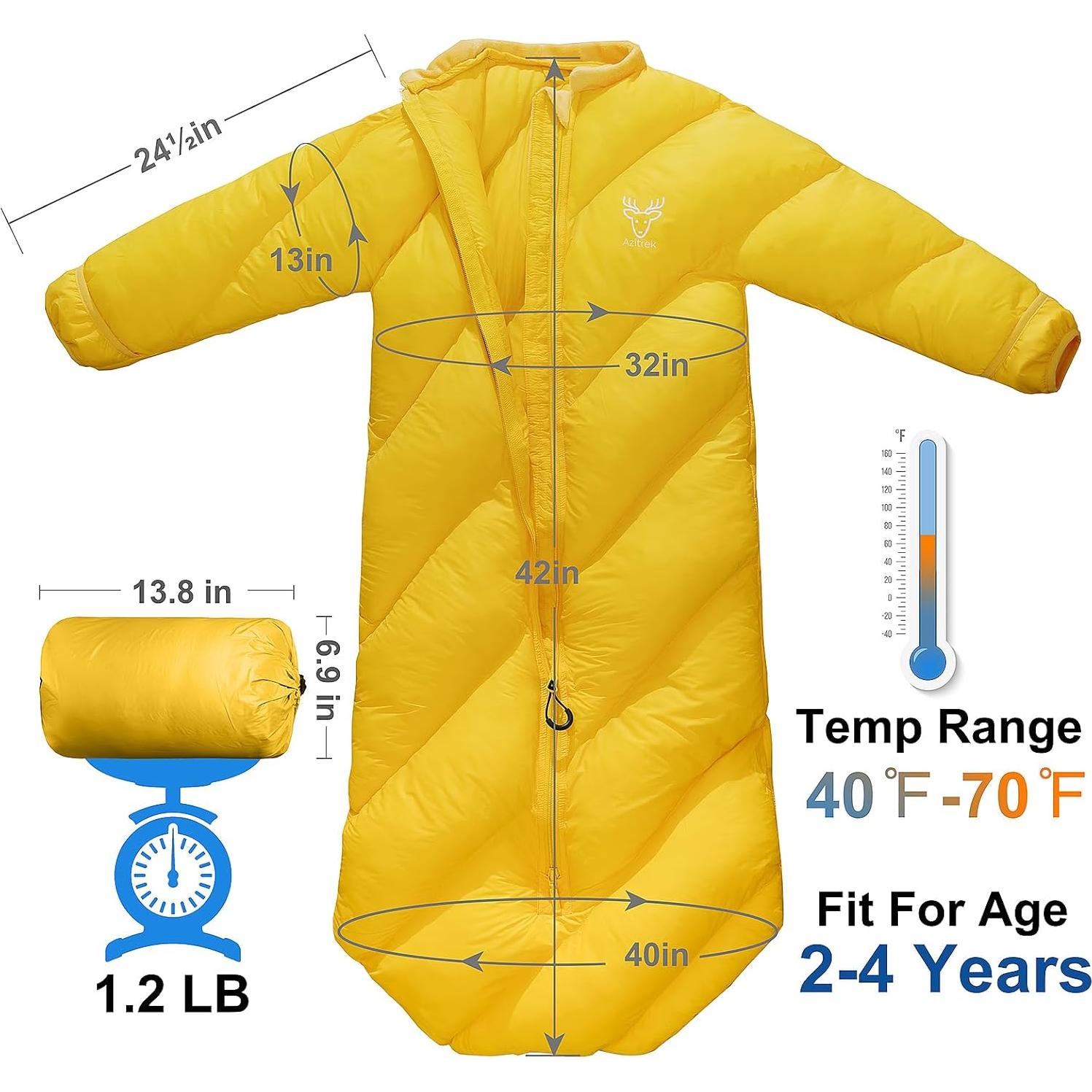 Saco de Dormir Infantil AZITREK T40 Acolchado 2-4 Años