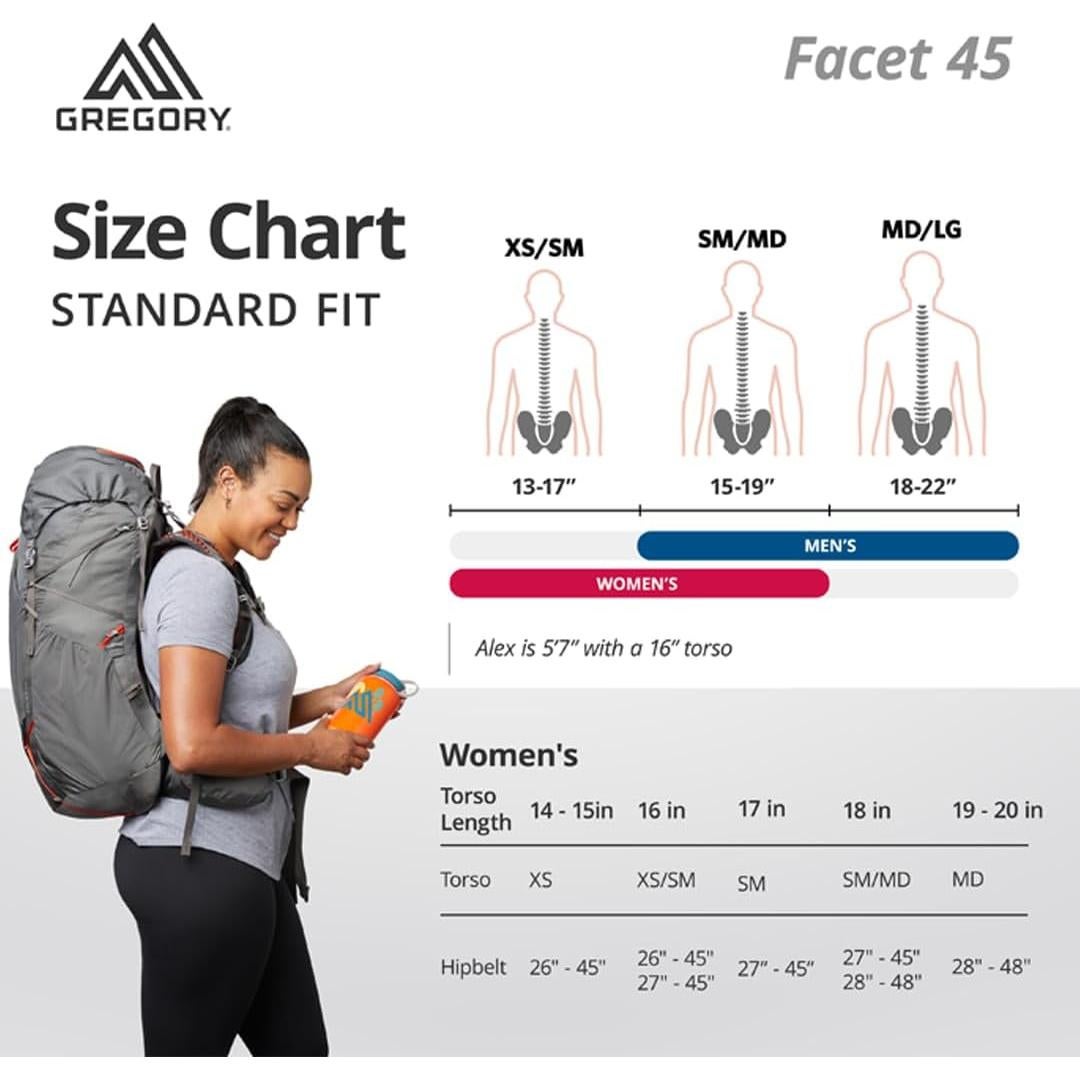 Mochila Ultraligera Gregory Facet 45L para Mujeres - Gris Atardecer