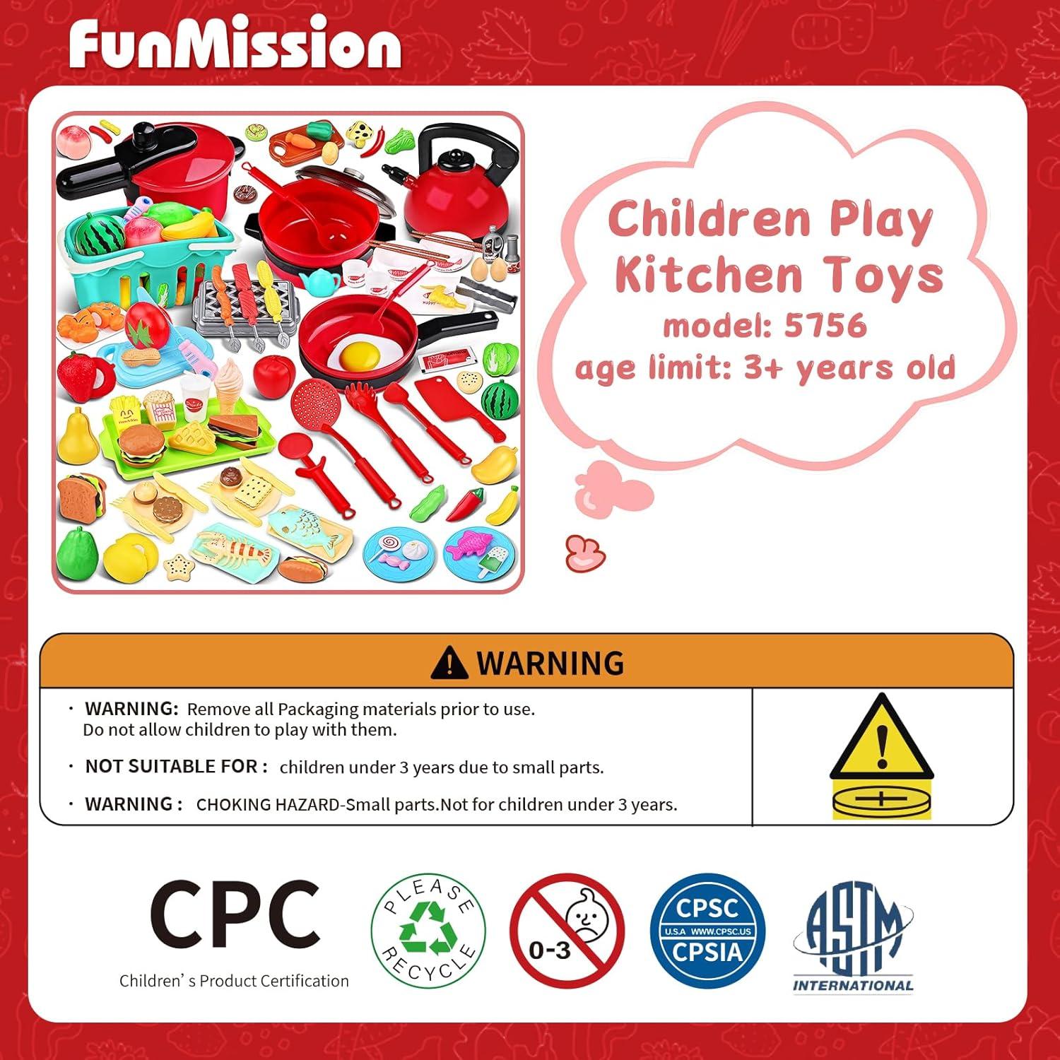 Juego de Cocina de Juguete 134 Piezas FunMission para Niños