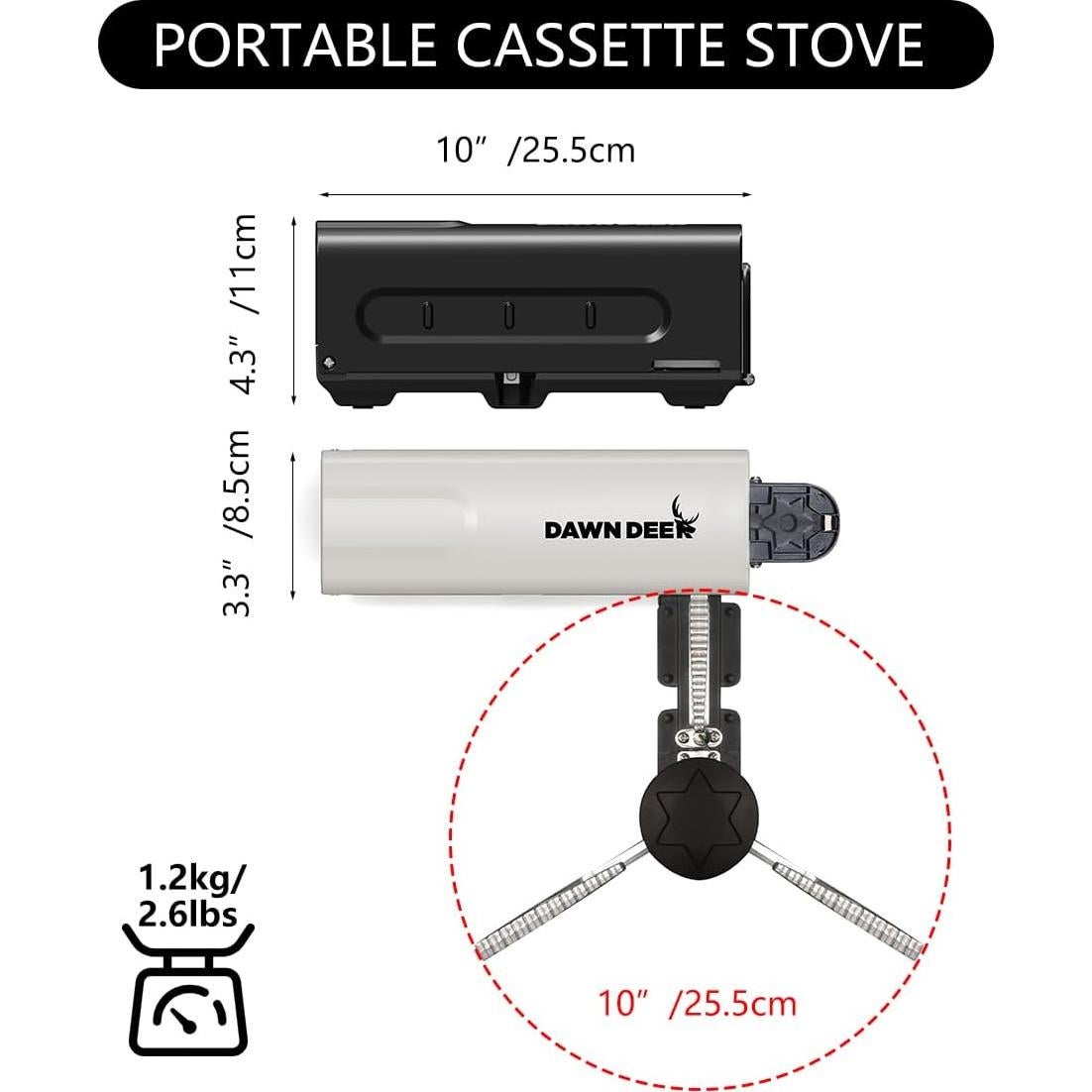 Estufa de cassette portátil Dawn Deer 2200W Butano Negra