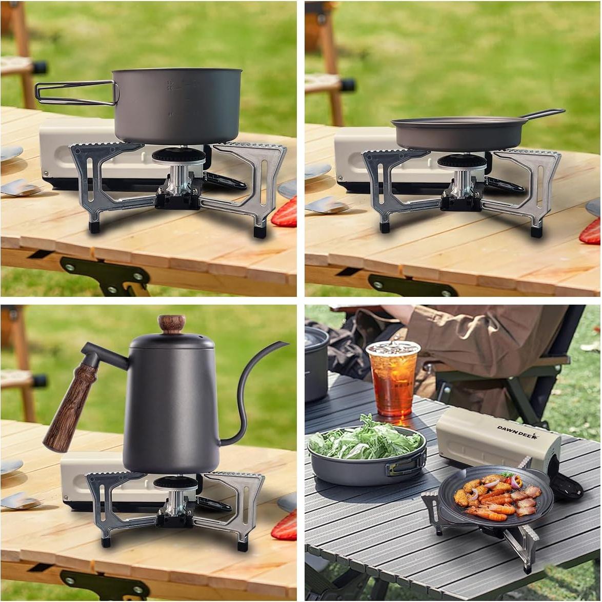 Estufa de cassette portátil Dawn Deer 2200W Butano Negra