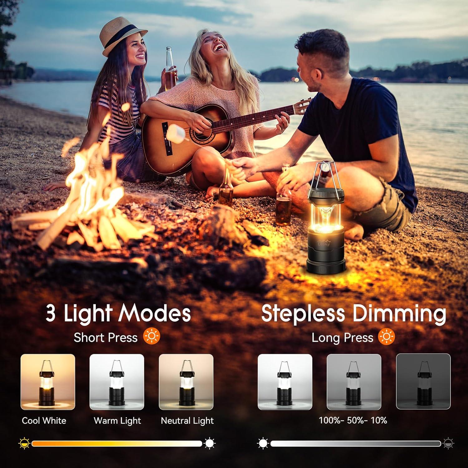 Linternas de Camping LETMY 2 Paquete LED 600 Lúmenes Plegables