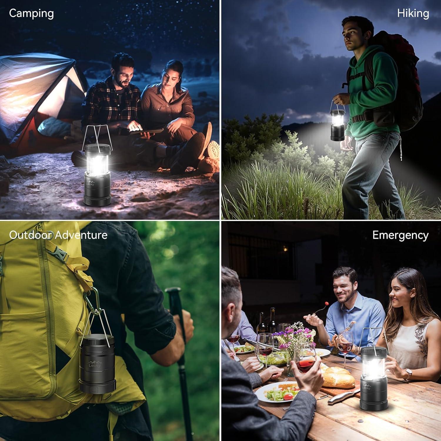 Linternas de Camping LETMY 2 Paquete LED 600 Lúmenes Plegables