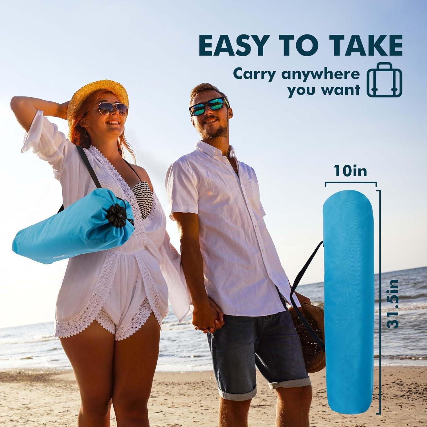 Silla de Playa Plegable AKSOUL Alta Respaldo Azul 136 kg