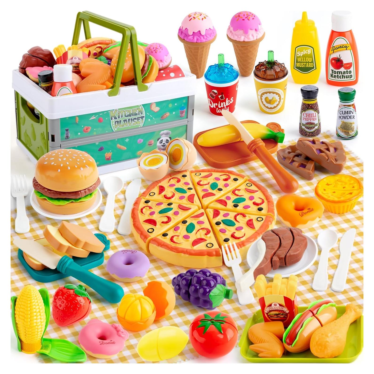 Juego de Comida de Juguete 78 Piezas para Cocina Infantil