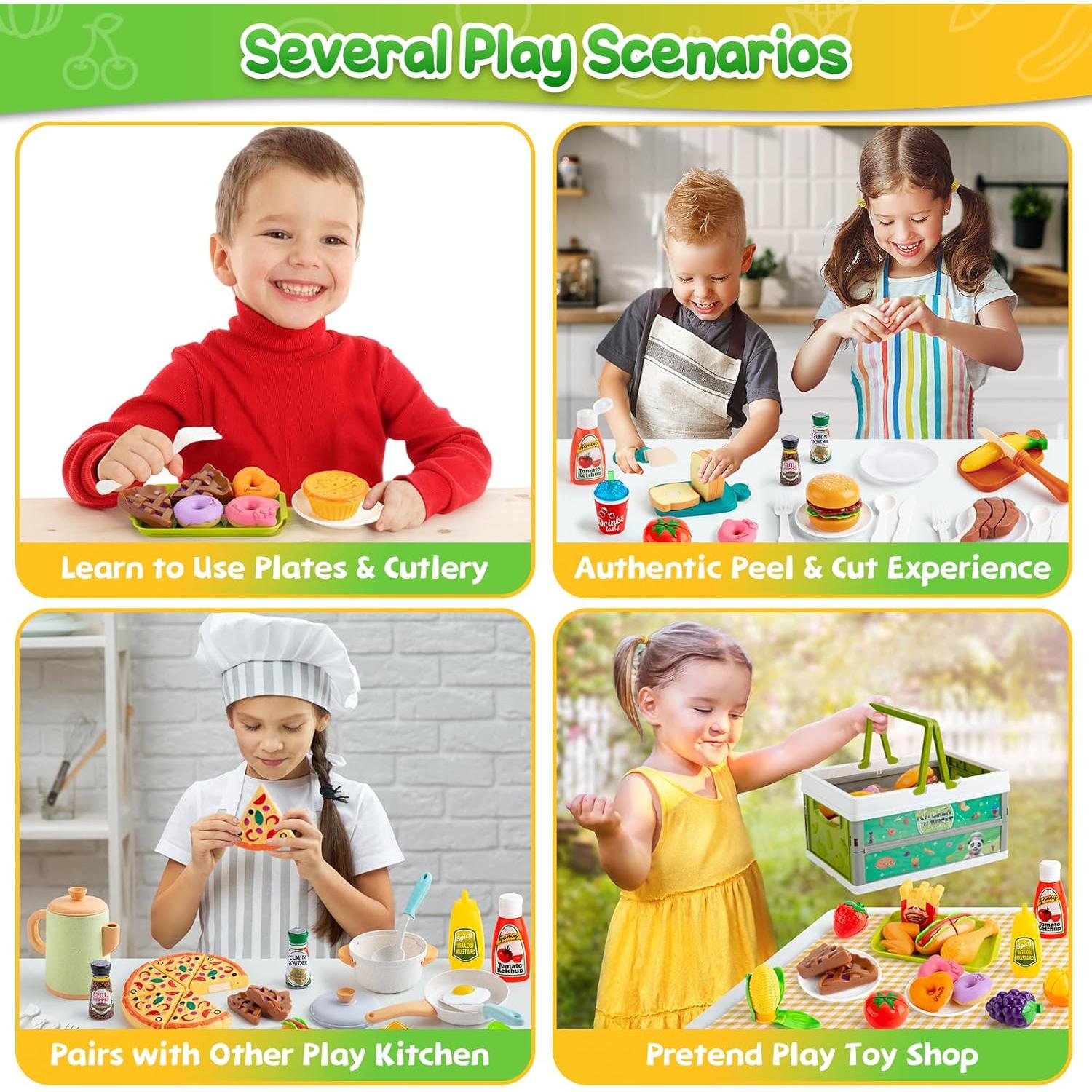 Juego de Comida de Juguete 78 Piezas para Cocina Infantil