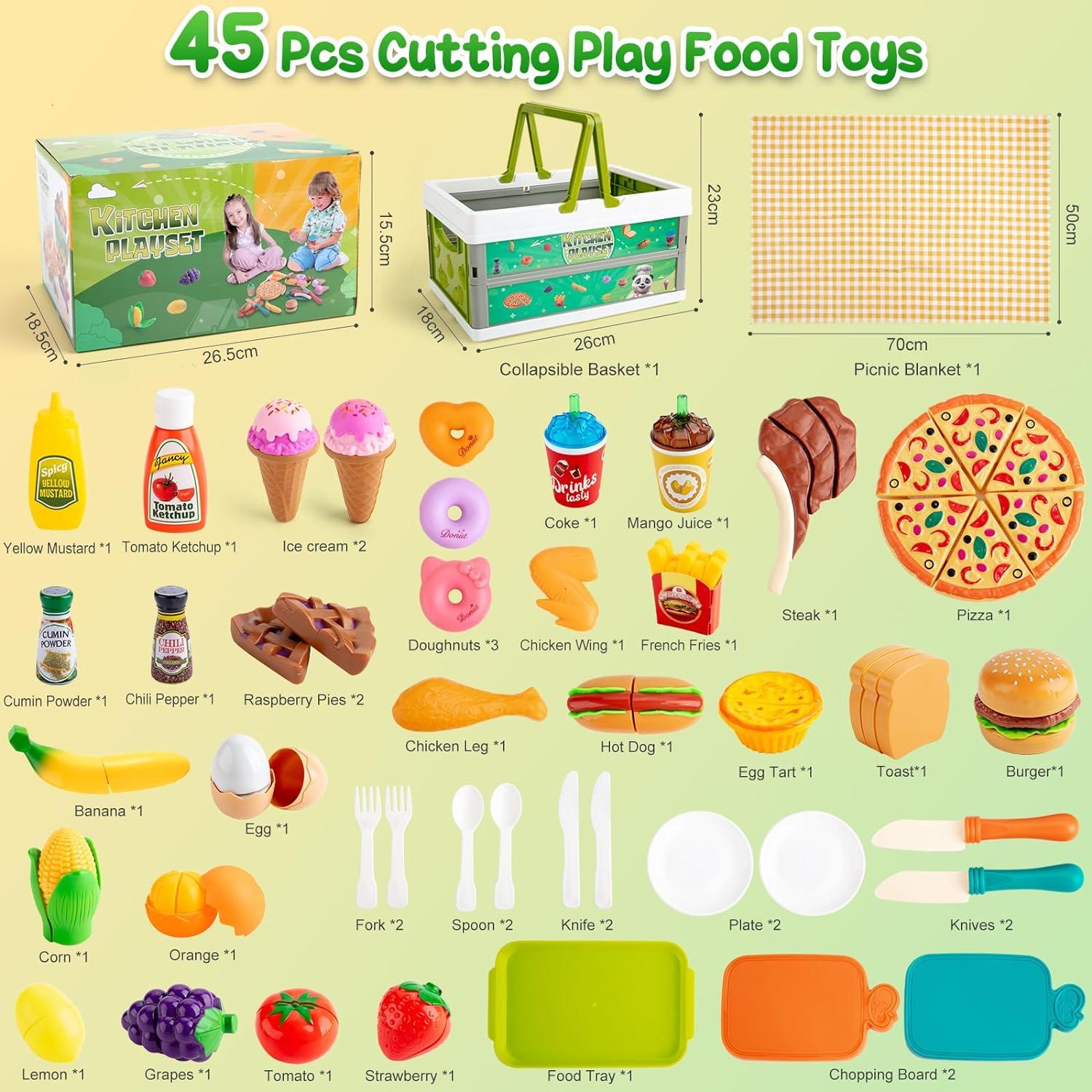 Juego de Comida de Juguete 78 Piezas para Cocina Infantil