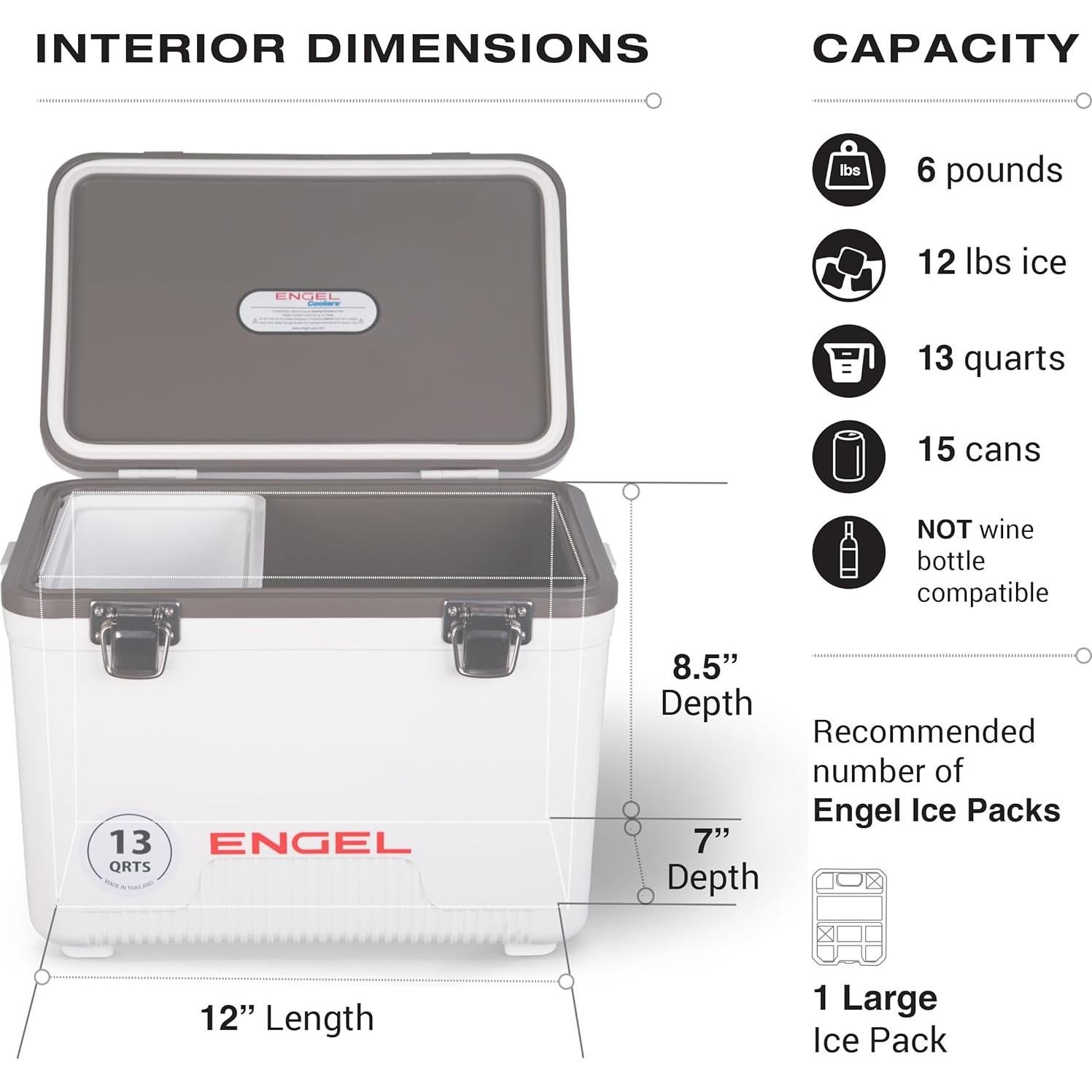 Cooler ENGEL 13qt Hermético a Prueba de Fugas - 12.3L