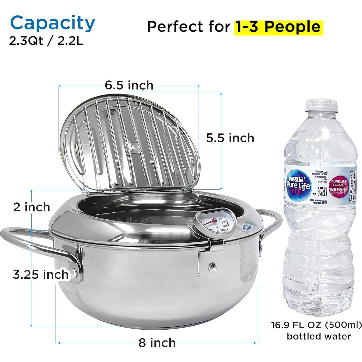 Olla de Freír Profunda KOMONG 2.2L Acero Inoxidable