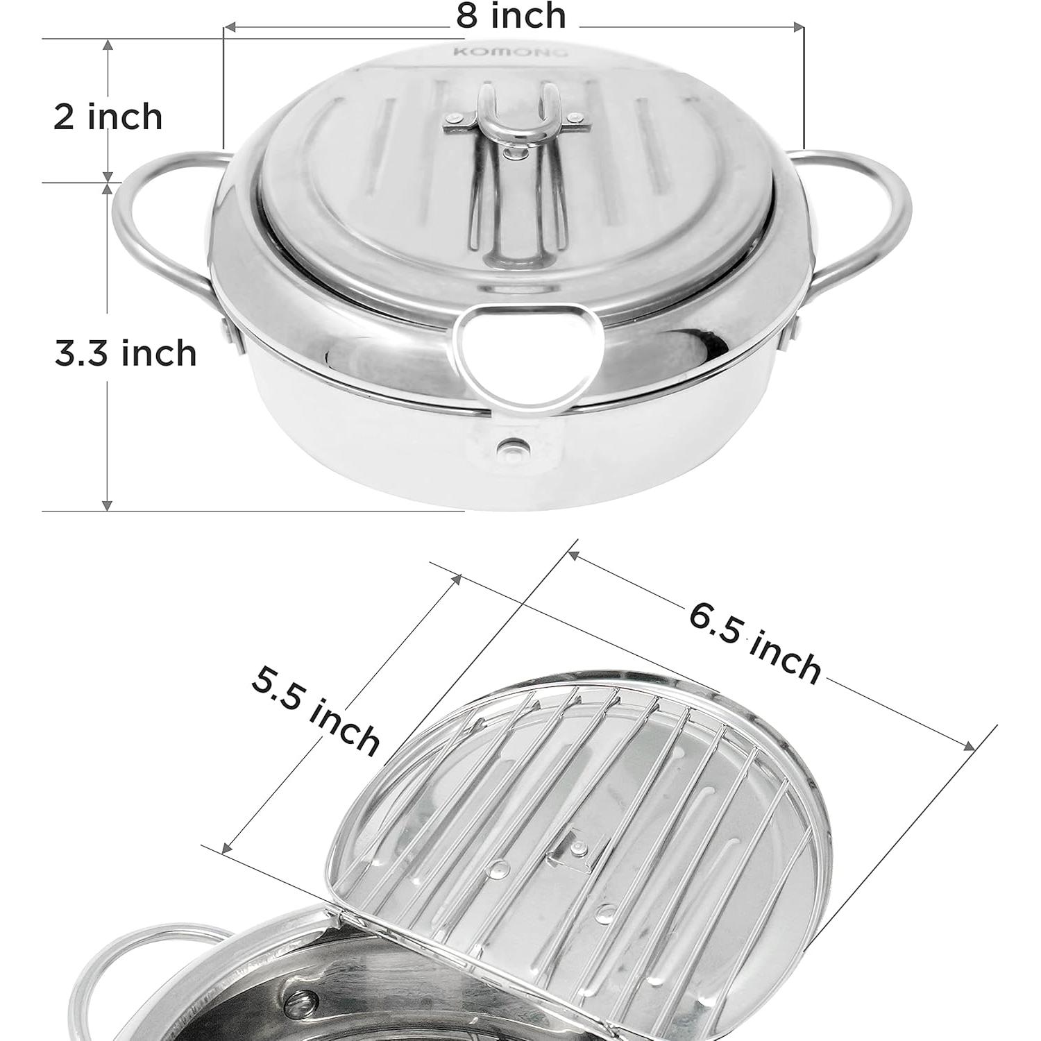 Olla de Freír Profunda KOMONG 2.2L Acero Inoxidable