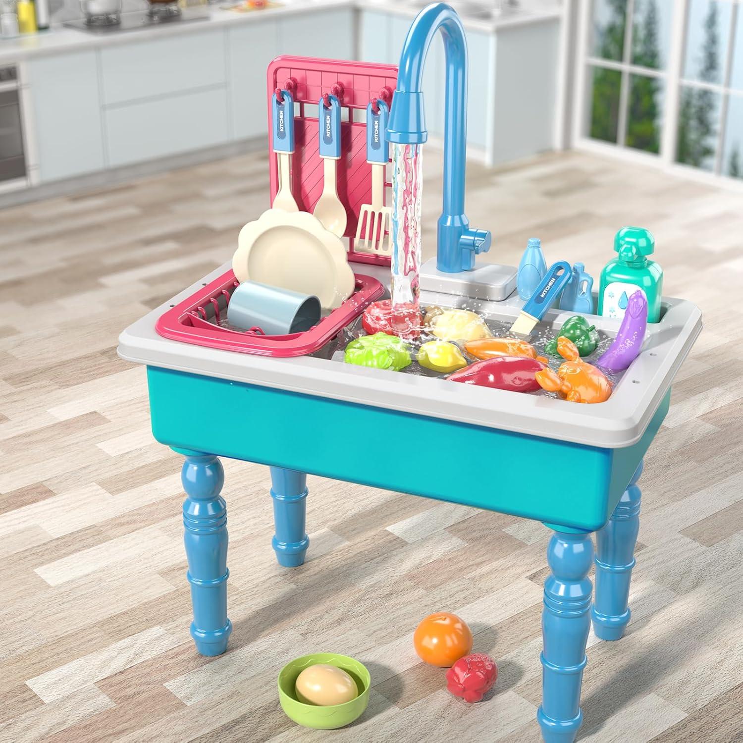 Fregadero de Cocina Juguete SmartChef Azul con Agua Corriente