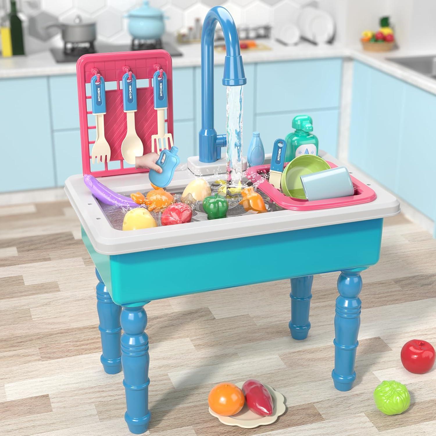 Fregadero de Cocina Juguete SmartChef Azul con Agua Corriente