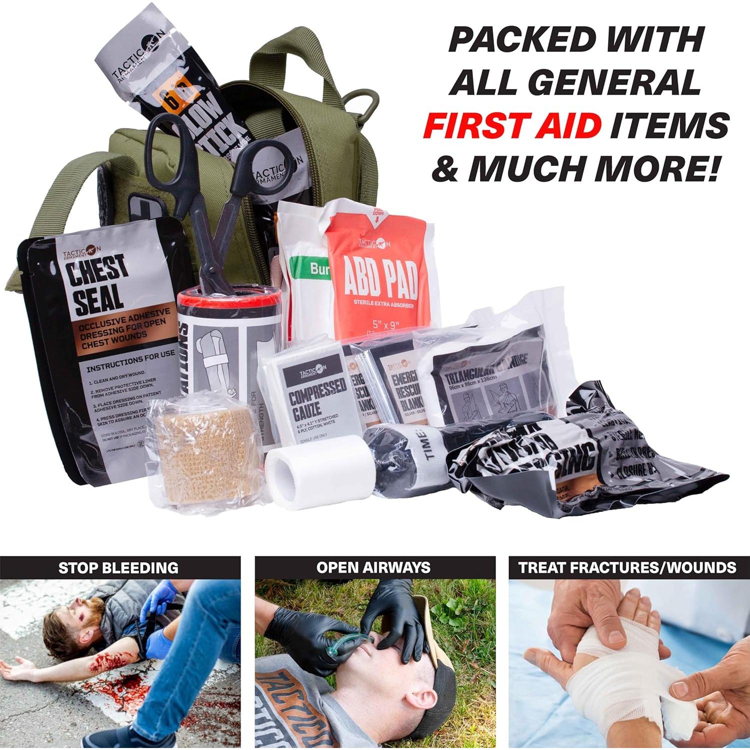 Kit de Trauma IFAK Tacticon Verde OD - Primeros Auxilios Compacto