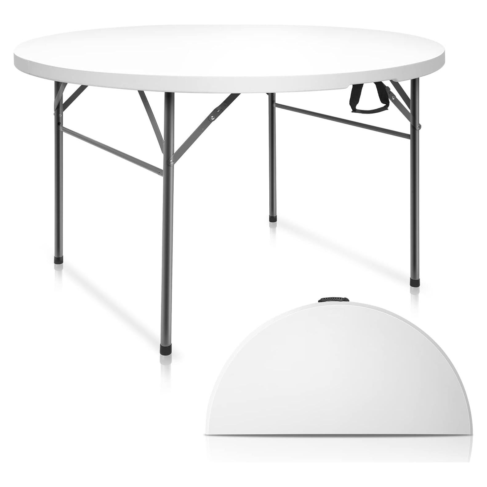 Mesa Plegable Redonda VINGLI 122 cm Blanca para Eventos - Paquete de 2