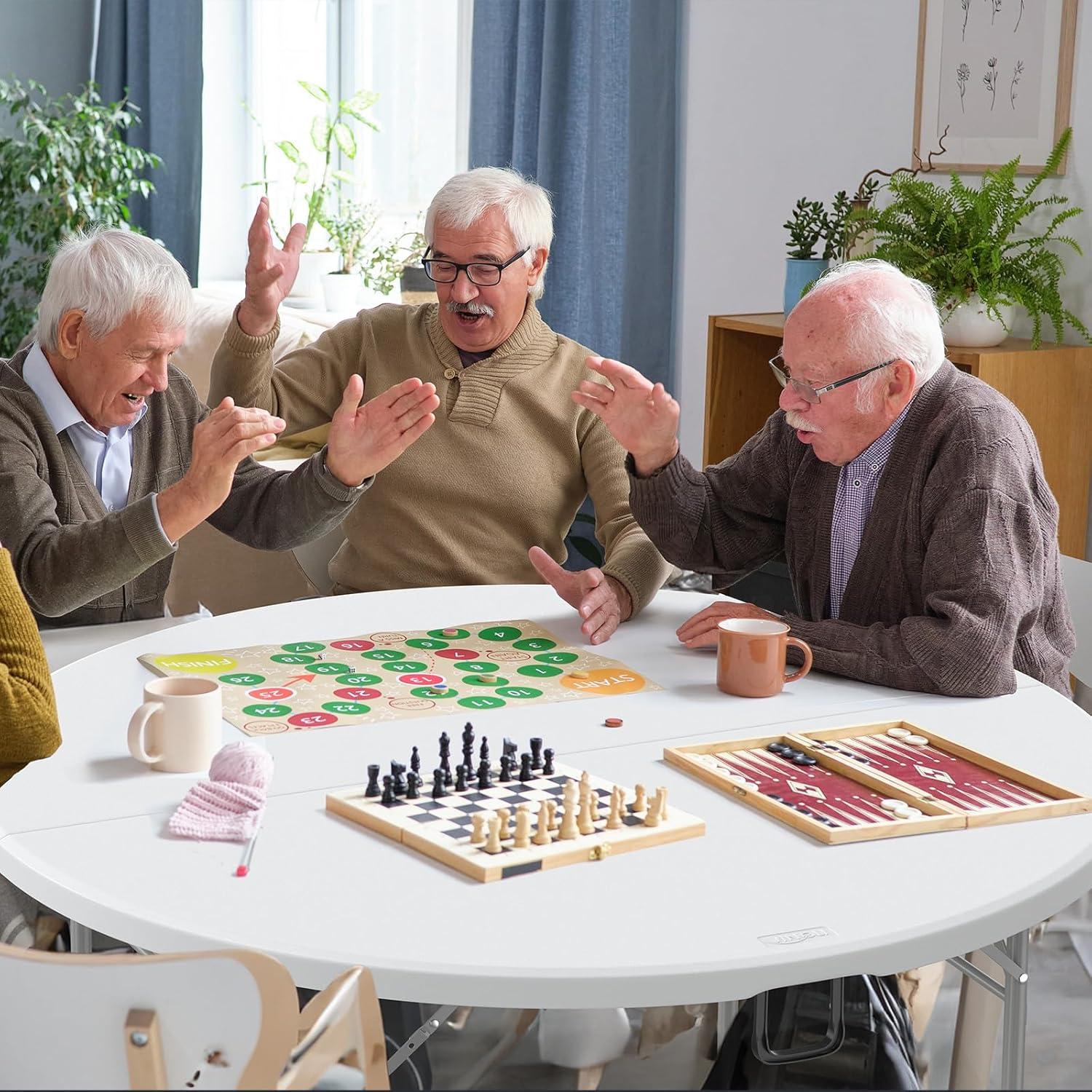 Mesa Plegable Redonda VINGLI 122 cm Blanca para Eventos - Paquete de 2