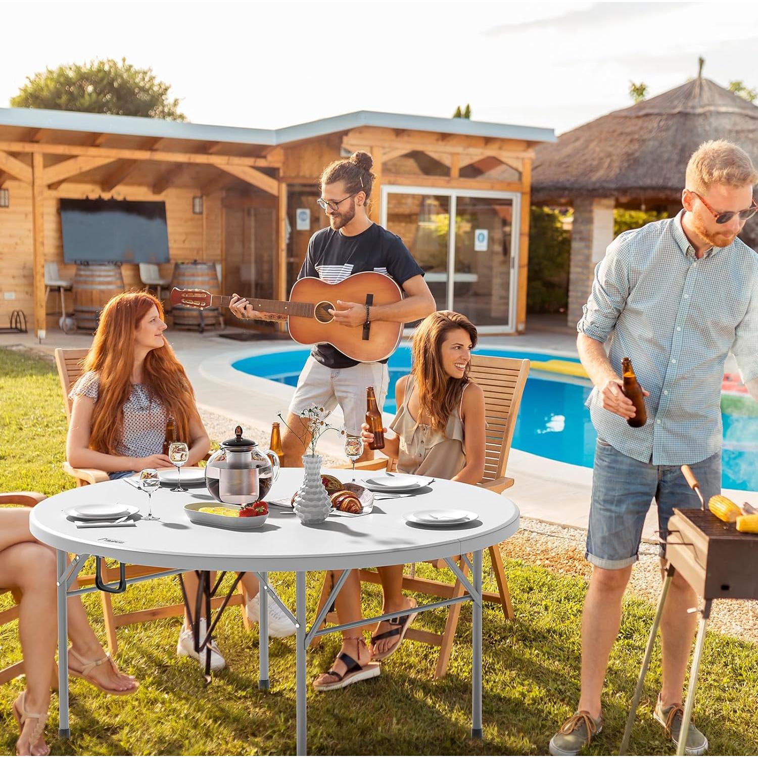 Mesa Plegable Redonda VINGLI 152.4 cm Blanca para Eventos
