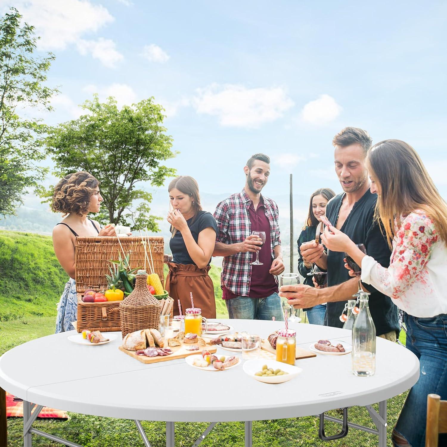 Mesa Plegable Redonda VINGLI 152.4 cm Blanca para Eventos