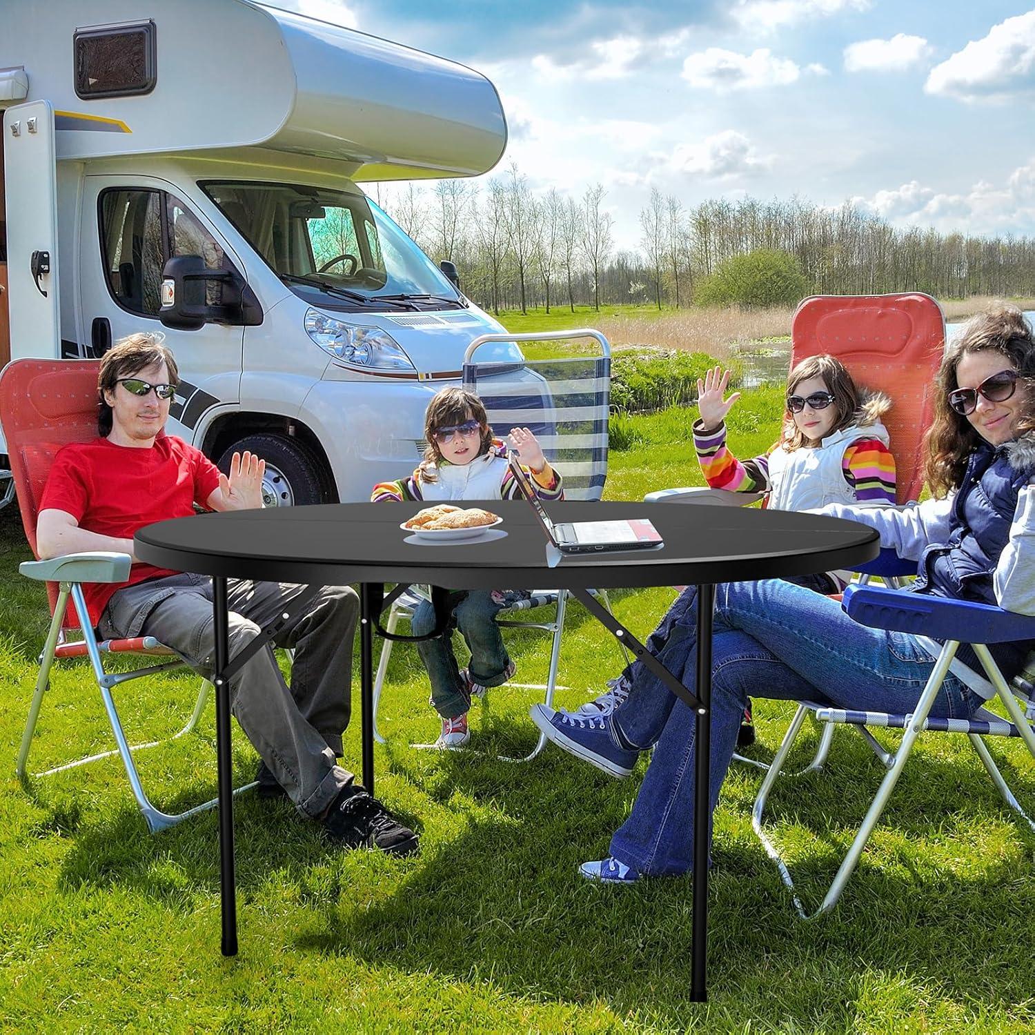 Mesa Redonda Plegable VINGLI 48" Negra para Eventos 408 kg