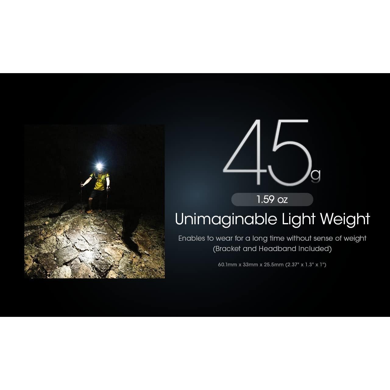 Linterna Frontal Nitecore NU25 UL 400 Lúmenes Recargable USB-C