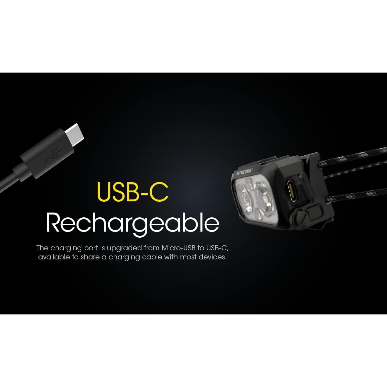 Linterna Frontal Nitecore NU25 UL 400 Lúmenes Recargable USB-C
