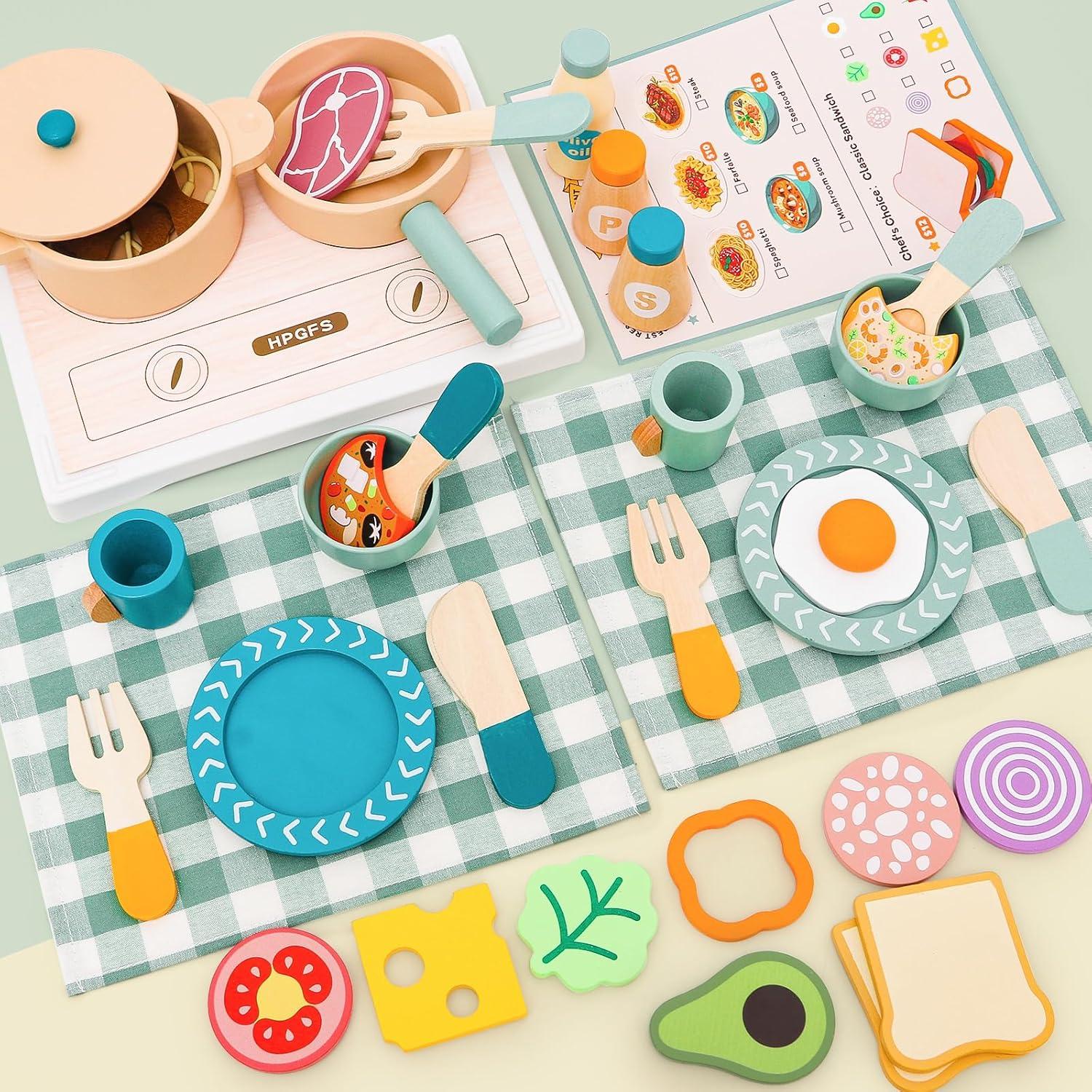 Juego de Cocina de Madera HAPGFS con Accesorios para Niños