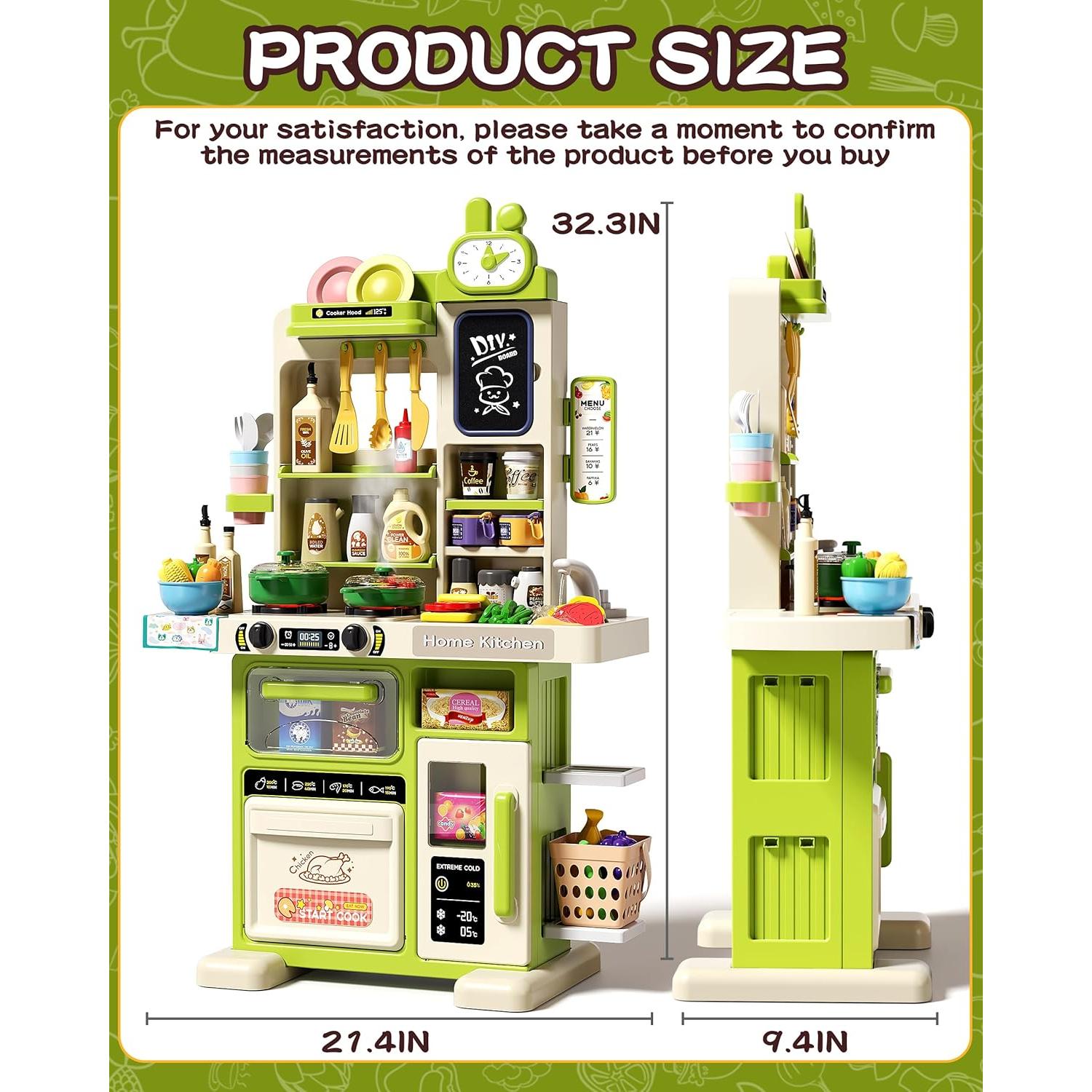 Juego de Cocina Infantil Eohemeral 86 cm 70 Piezas Verde
