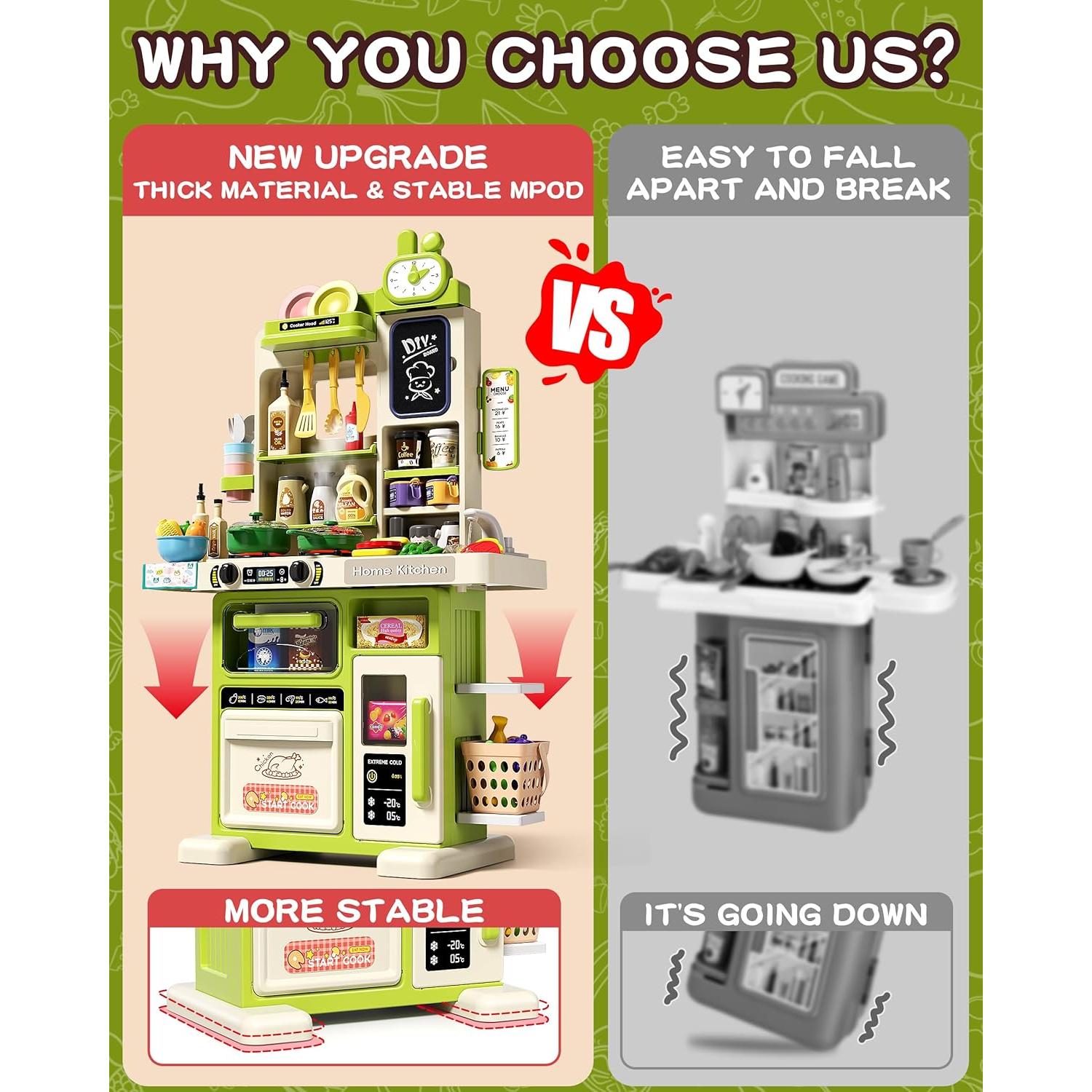 Juego de Cocina Infantil Eohemeral 86 cm 70 Piezas Verde