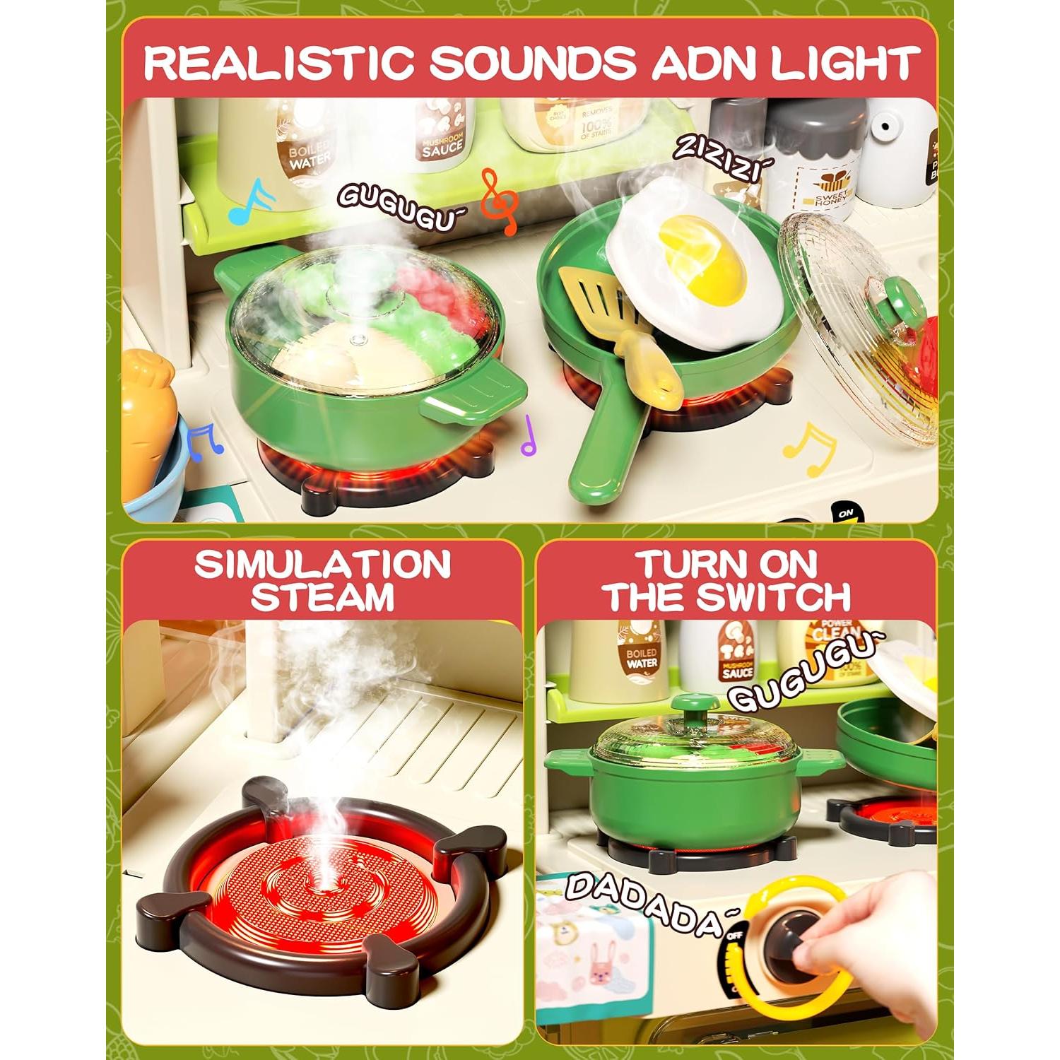 Juego de Cocina Infantil Eohemeral 86 cm 70 Piezas Verde