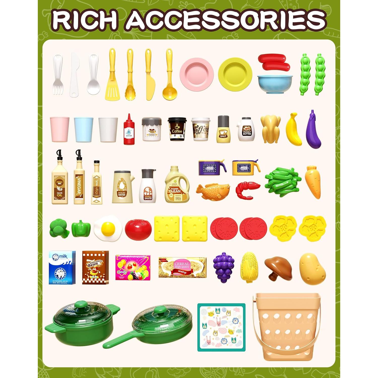 Juego de Cocina Infantil Eohemeral 86 cm 70 Piezas Verde