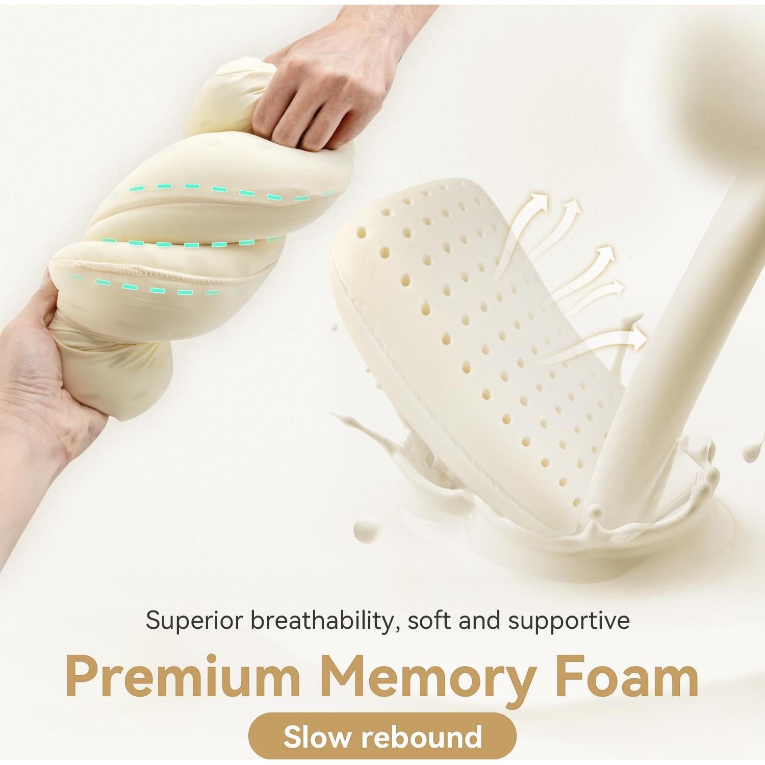 Almohada de Espuma de Memoria HIKEMAN 38x25 cm Verde Militar