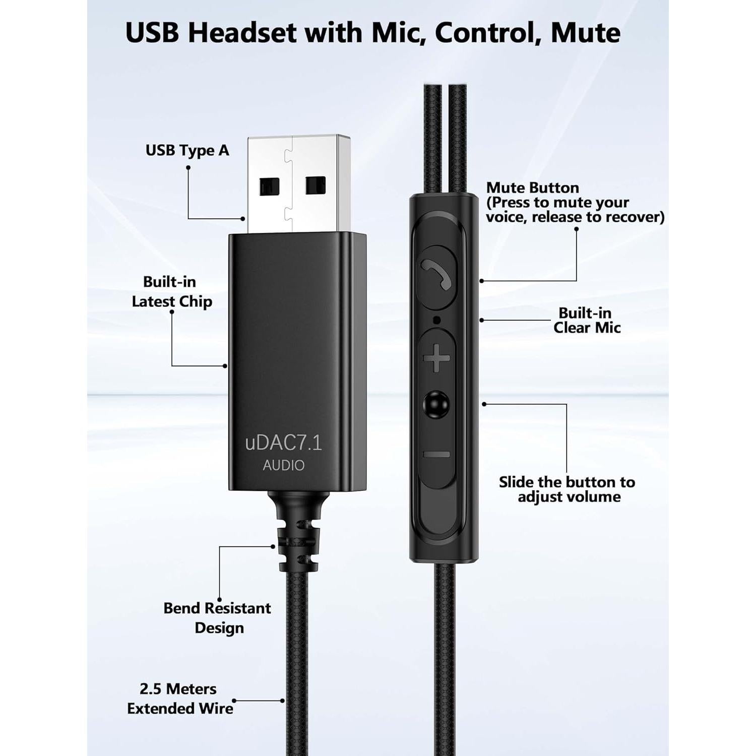 Auriculares USB A TOPAUX con gancho sobre la oreja y micrófono