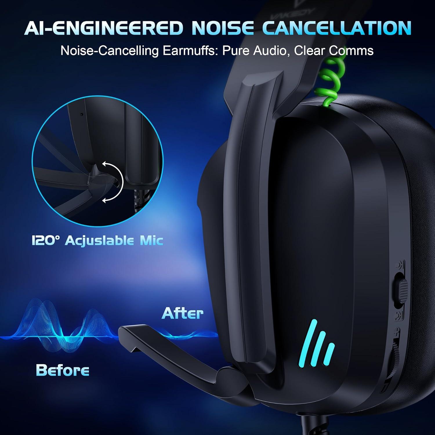 Auriculares Gaming con Cable HW11 - Negro, Cancelación de Ruido