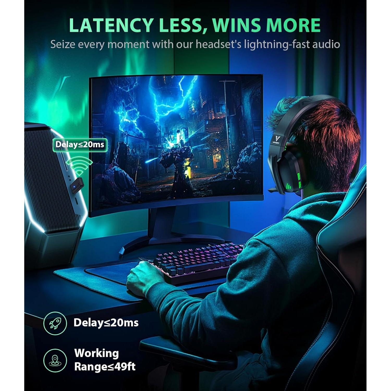 Auriculares Gaming Inalámbricos Vakedy HW11 50H PS5 PC Switch