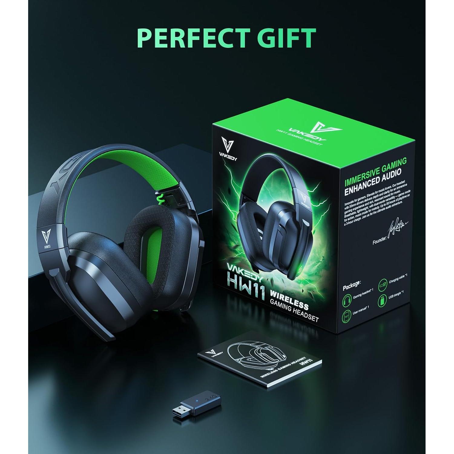 Auriculares Gaming Inalámbricos Vakedy HW11 50H PS5 PC Switch