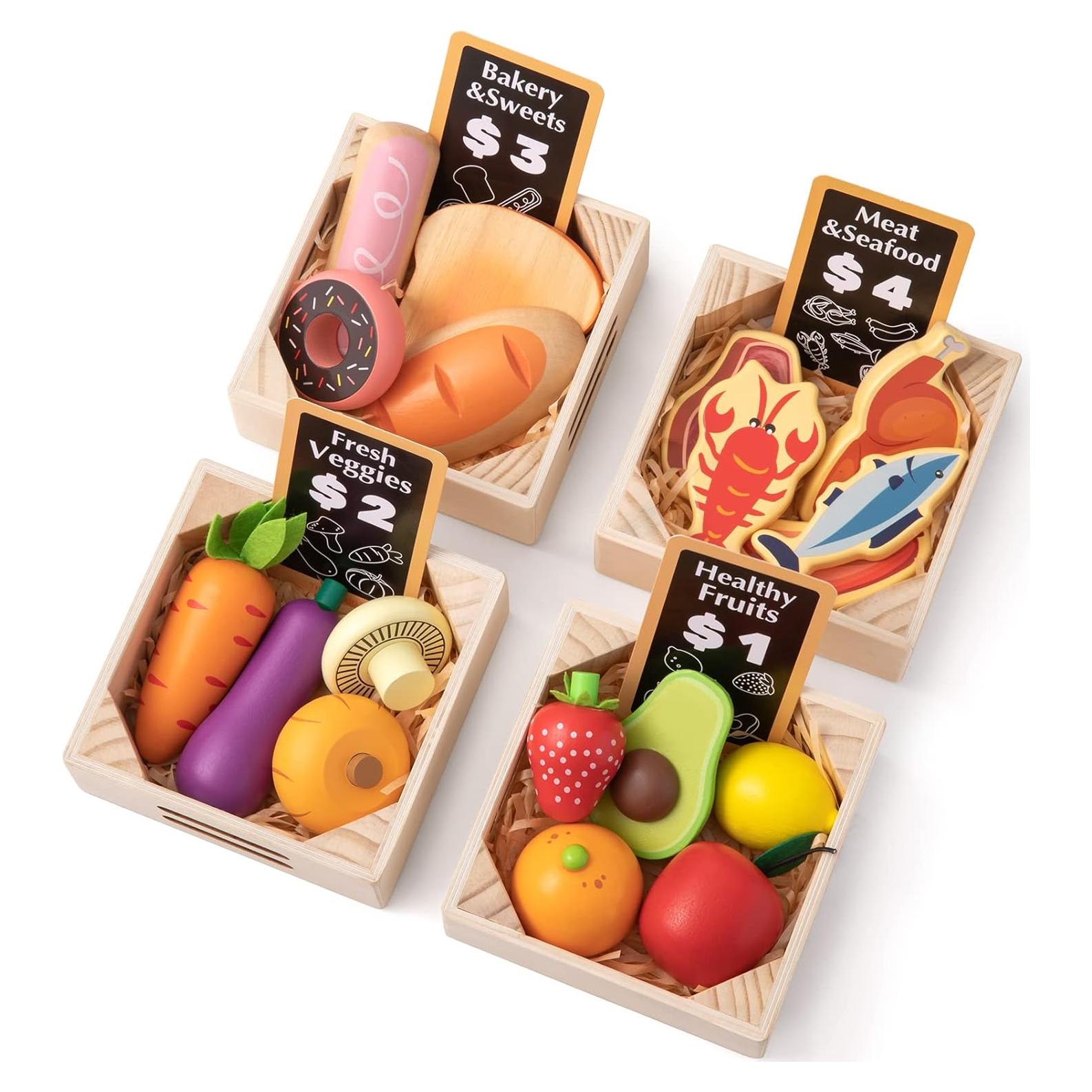 Conjunto de Comida de Juguete de Madera Tiny Land 43 Piezas