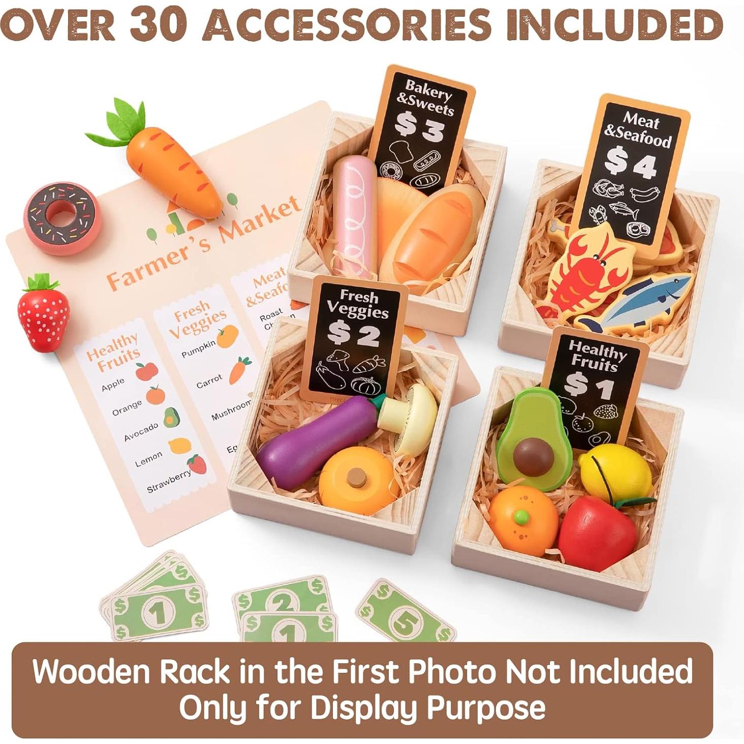 Conjunto de Comida de Juguete de Madera Tiny Land 43 Piezas