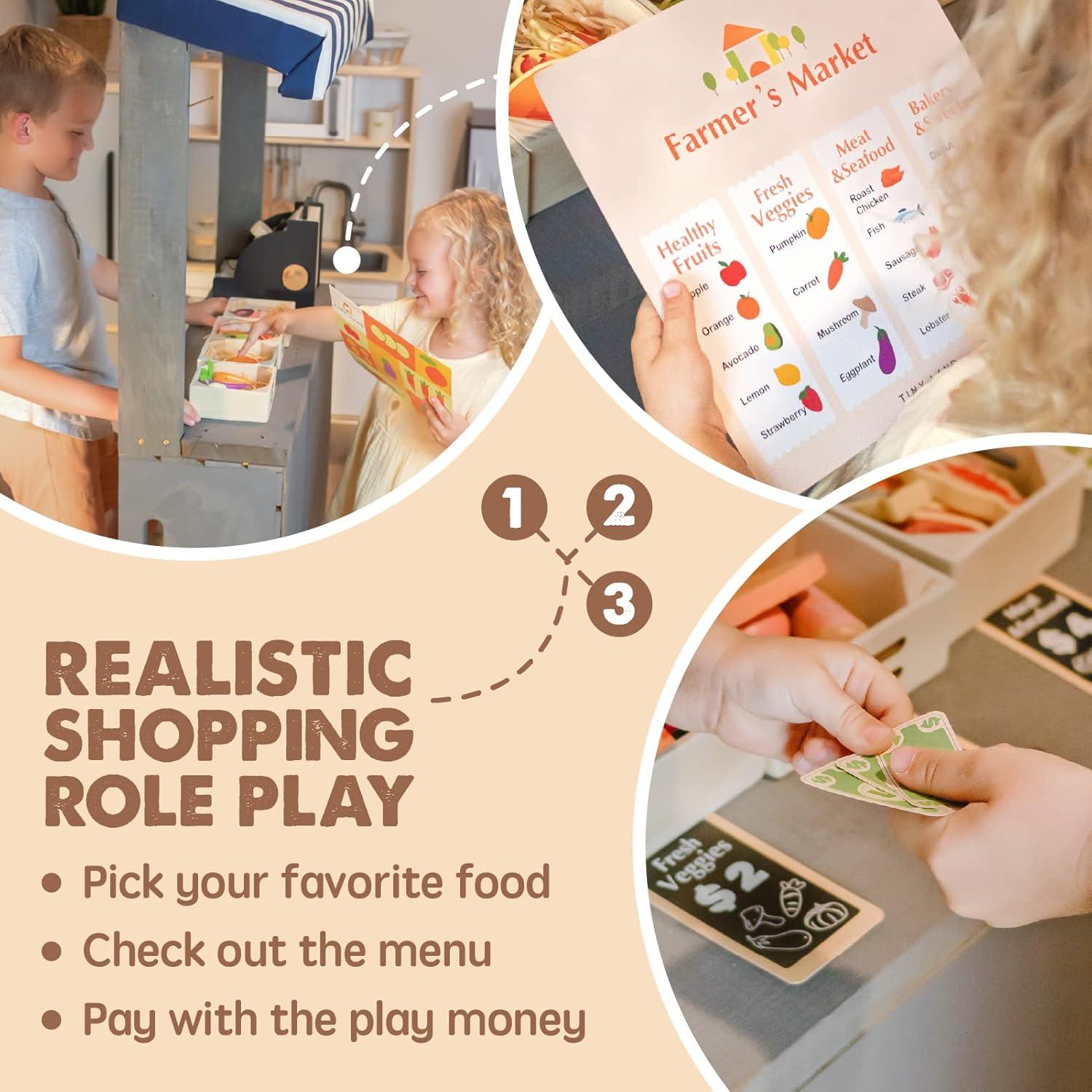 Conjunto de Comida de Juguete de Madera Tiny Land 43 Piezas