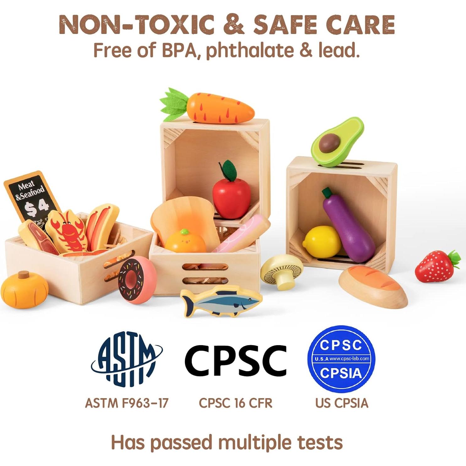 Conjunto de Comida de Juguete de Madera Tiny Land 43 Piezas