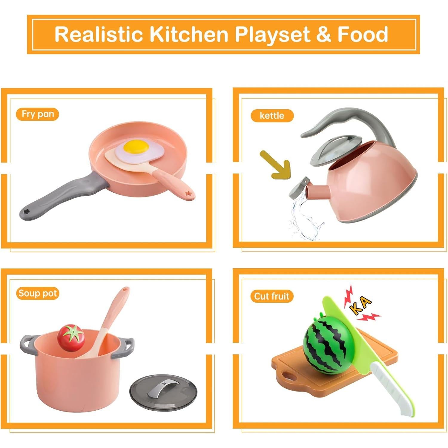 Juego de Cocina 90 Piezas JOKERKING Rosa para Niños