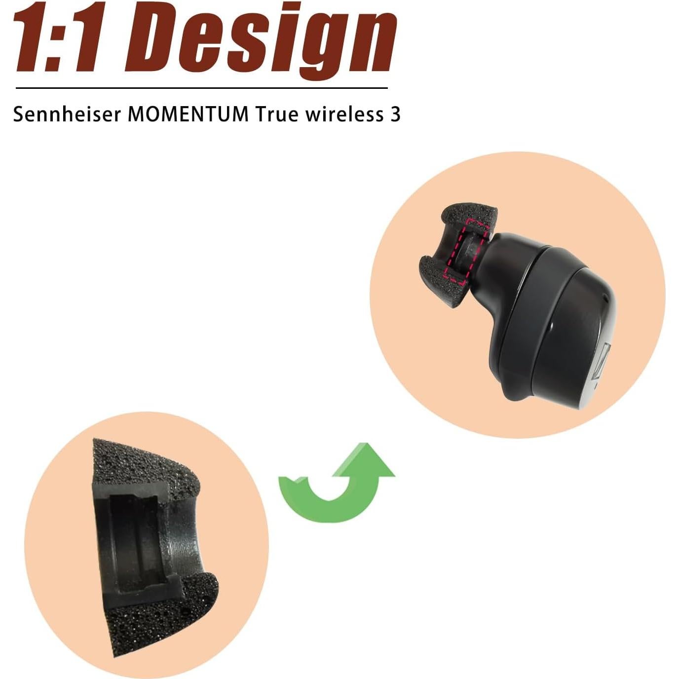 Consejos de espuma viscoelástica Mijusun para Sennheiser Momentum 3 - 3 pares