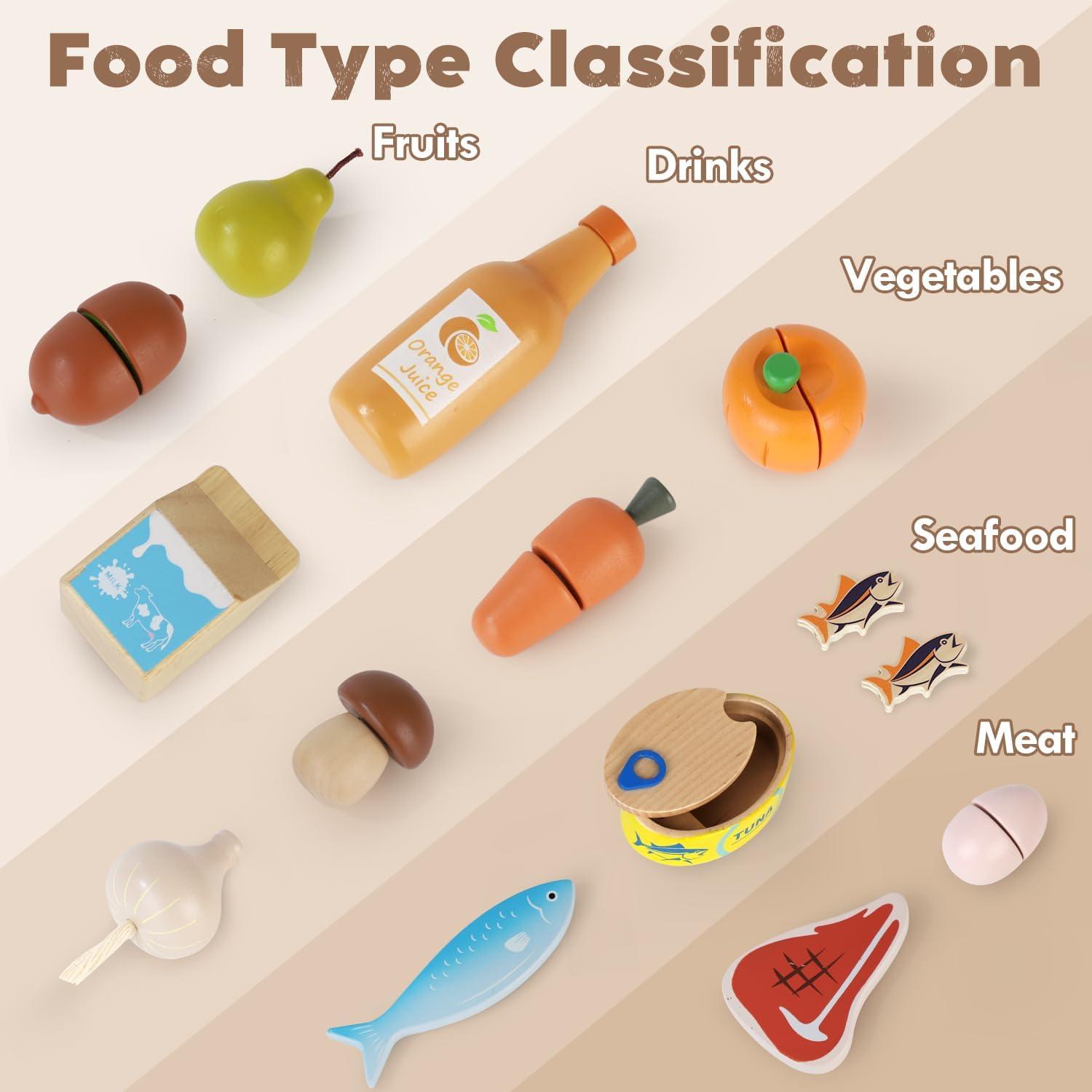 Conjunto de Comida de Juguete de Madera Lehoo Castle 23cm