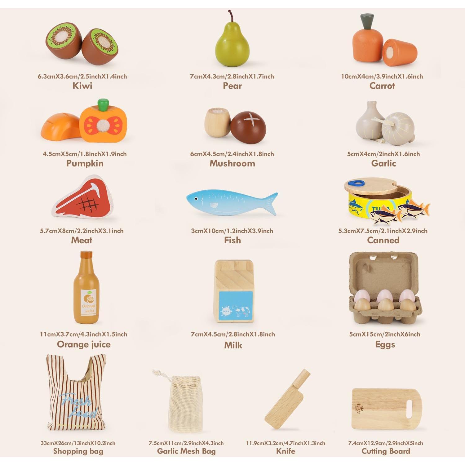 Conjunto de Comida de Juguete de Madera Lehoo Castle 23cm