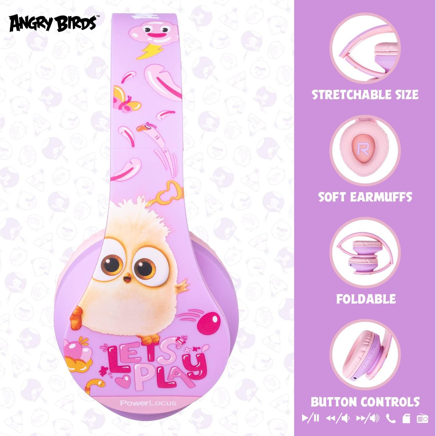 PowerLocus Kids Headphones Angry Birds Edition, Wireless Kids Headphones, 85dB Volume Limited, Foldable with Case, Wired and Micro SD Mode, Built-in Mic for Phone/iPad/School