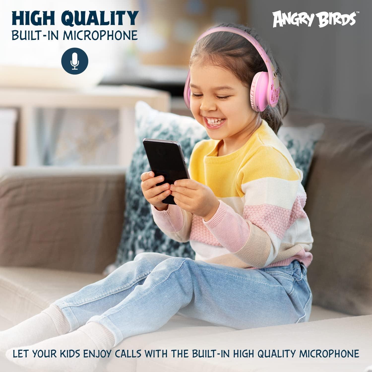 PowerLocus Kids Headphones Angry Birds Edition, Wireless Kids Headphones, 85dB Volume Limited, Foldable with Case, Wired and Micro SD Mode, Built-in Mic for Phone/iPad/School