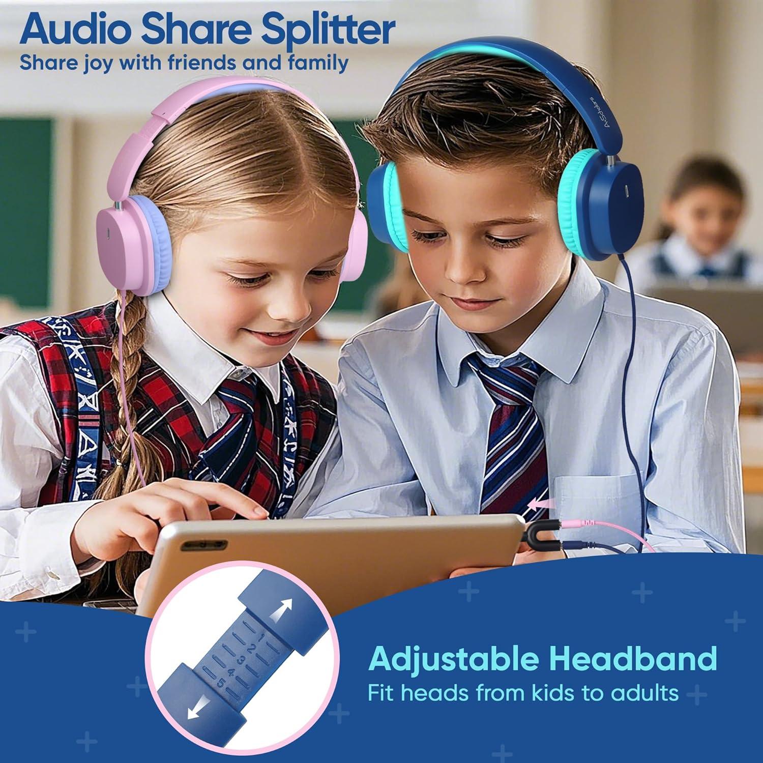 Auriculares para Niños A+ Scholars CH01, Paquete de 5, Sonido Estéreo