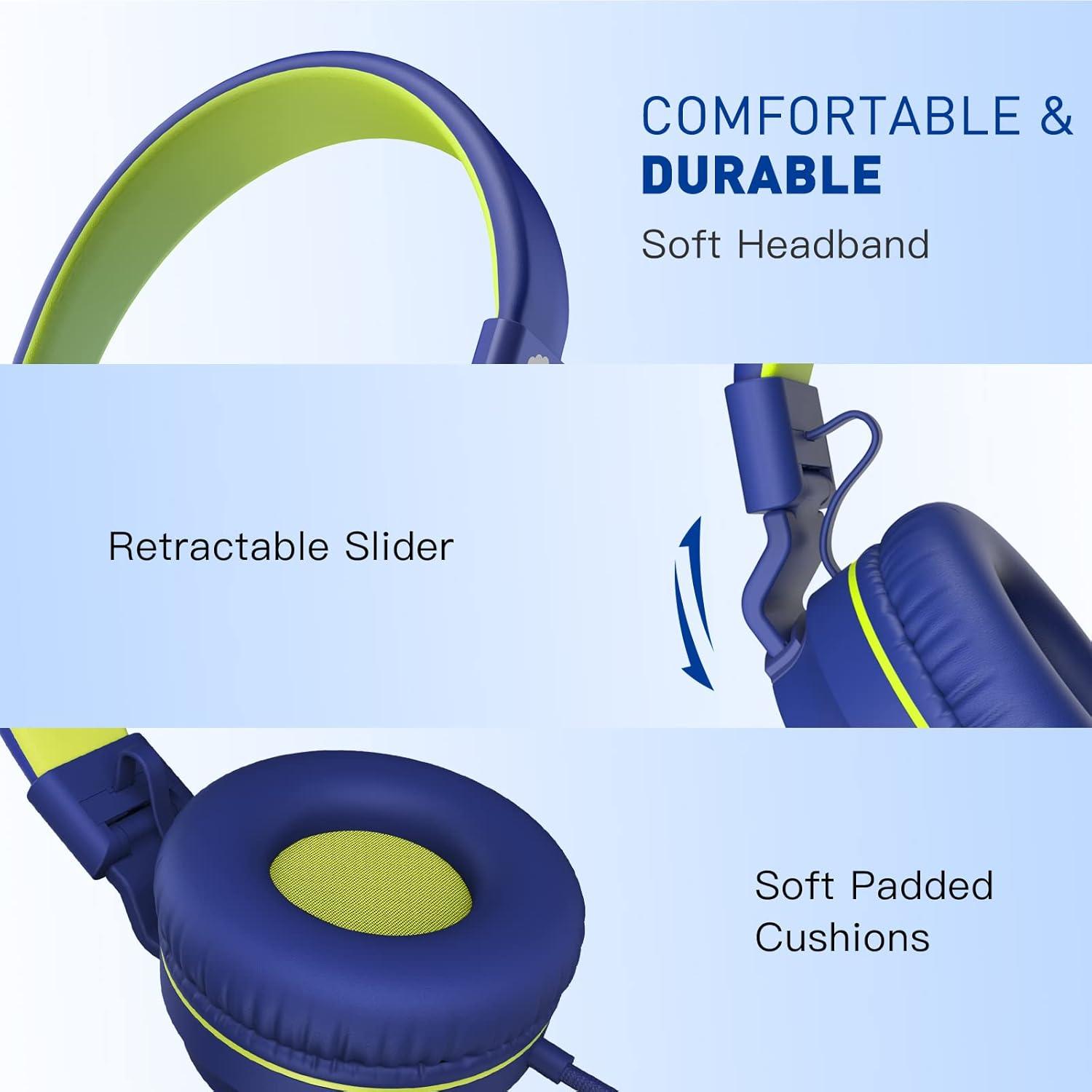Auriculares con Cable RockPapa 950 para Niños Azul Verde