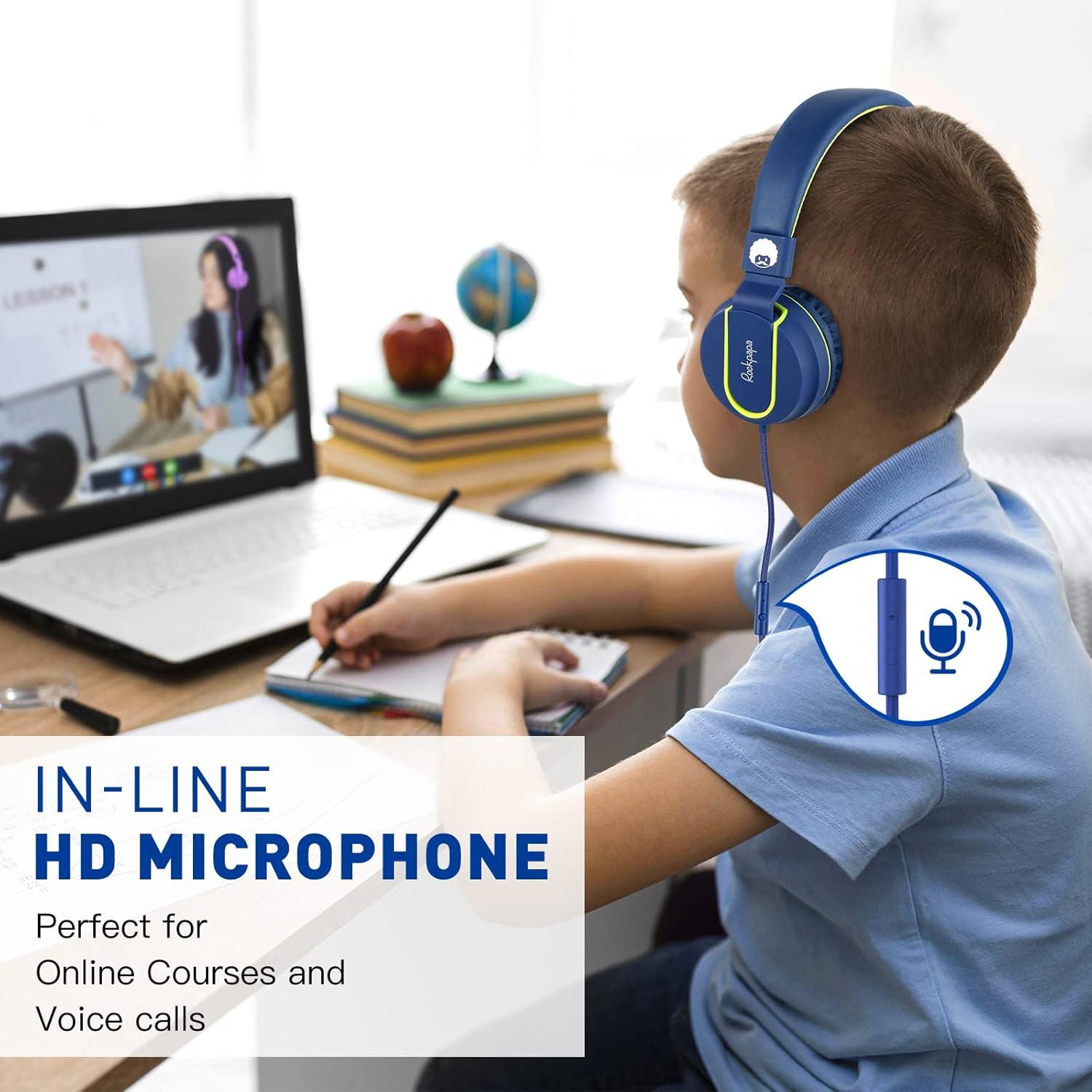 Auriculares con Cable RockPapa 950 para Niños Azul Verde