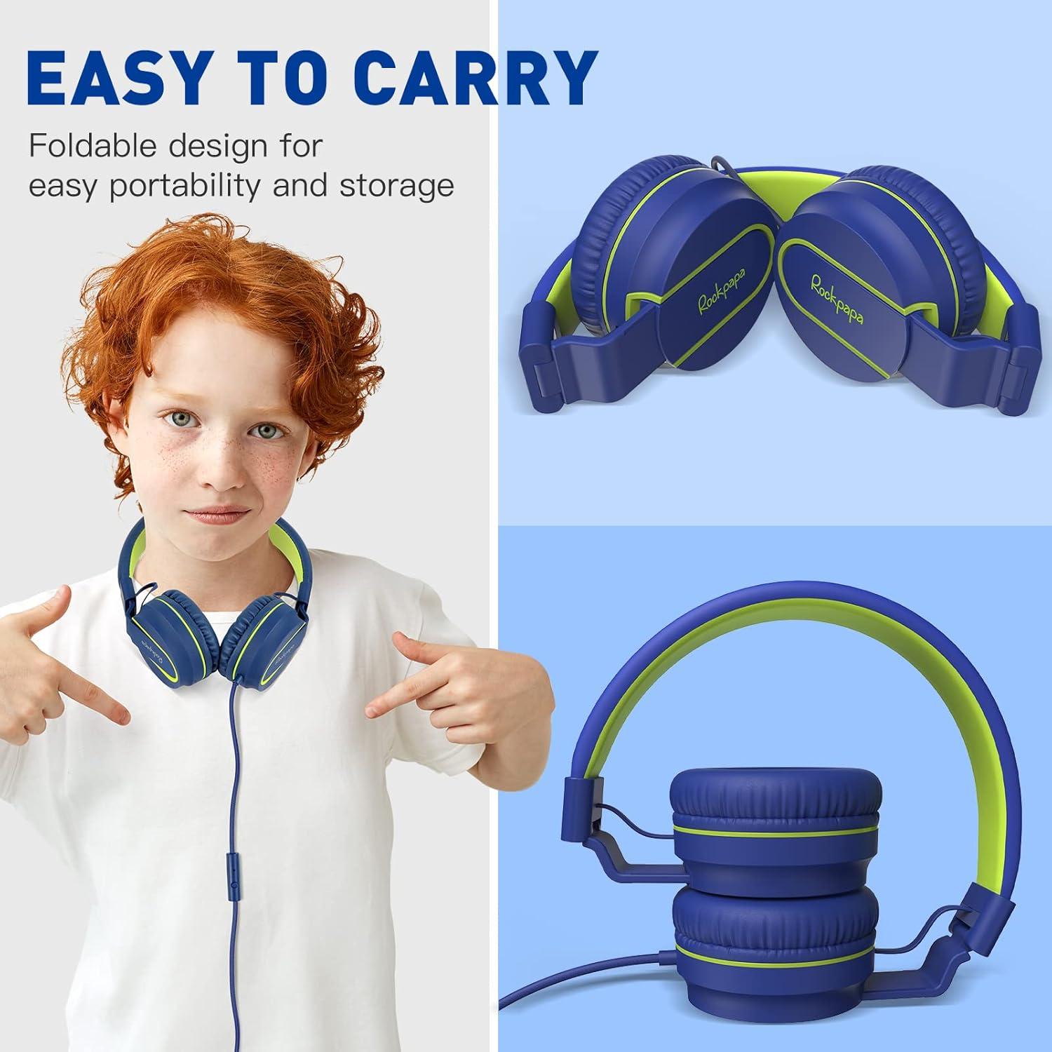 Auriculares con Cable RockPapa 950 para Niños Azul Verde