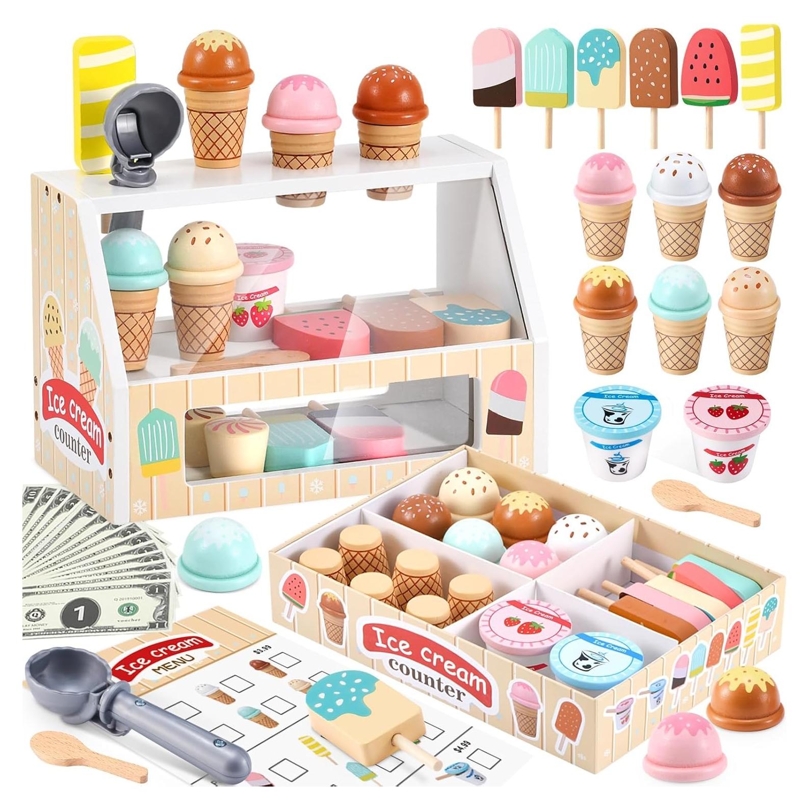 Juguete de helado de madera WHOHOLL para niños 3-8 años